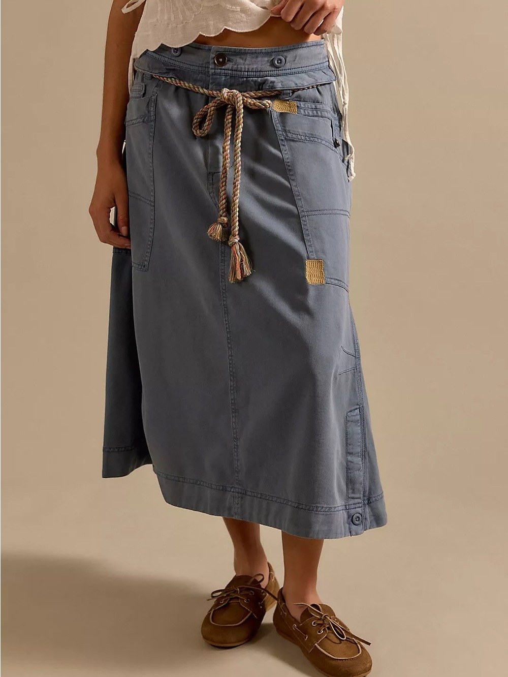 NWT FREE PEOPLE WE THE FREE Sibyla Midi Skirt | Siesta Seas MSRP $148 Size 8
